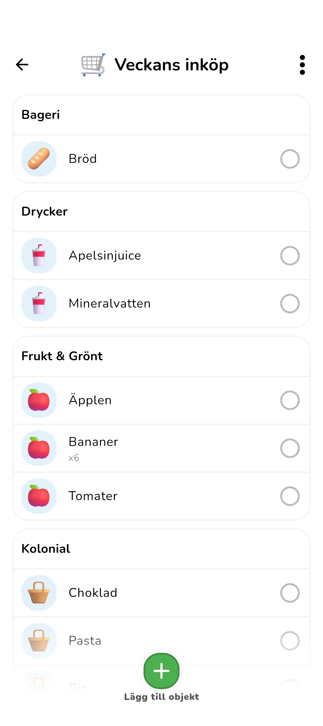 Koabit Shopping Lists